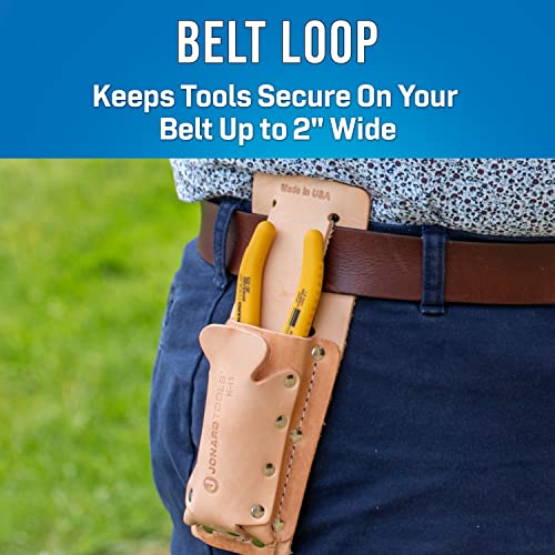 Jonard Tools H-45 Leather 2 Pocket Tool Belt Pouch for Scissors, Pliers, Wire Strippers, and More - style: Leather Tool Belt Pouch