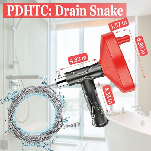 33 Ft Drain Snake Auger, Heavy Duty Plumbing Snake for Sink, Tub, and Shower, Snake Drain Hair Removal Tool with Gloves