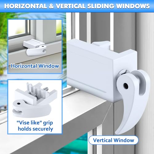 2 Pack Window Locks, Diecast Durable Design, Compatible with Horizontal and Vertical Window, Fit 1/16 inch(0.16cm) up to 1-1/2 Inch Long Version Wide Rail Easy Installation Enhanced Safety - size: 1-1/2 Inch Long Version
