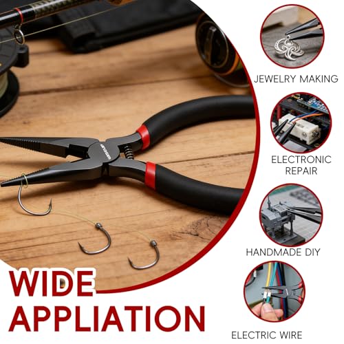 WISEUP 5" Mini Needle Nose Pliers Set，5-Piece Small Long Nose Pliers