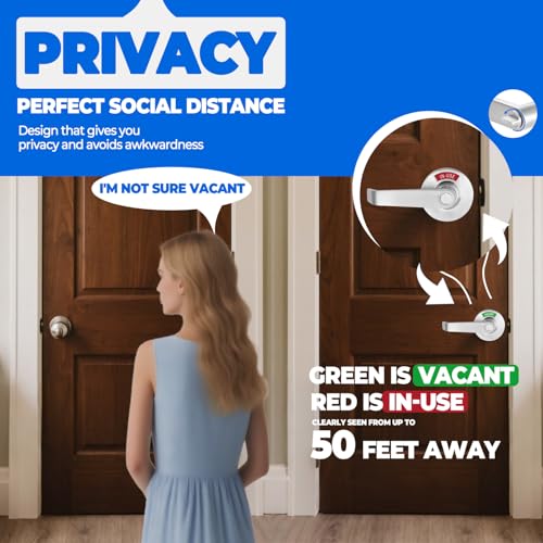 MUTEX Large Grade 2 Commercial Privacy Indicator Lock - Drop-in Replacement, Heavy Duty Door Levers for Restroom and Bathroom, Keyless Lock, Fits Standard Door Sizes, ANSI Grade 2 - Silver