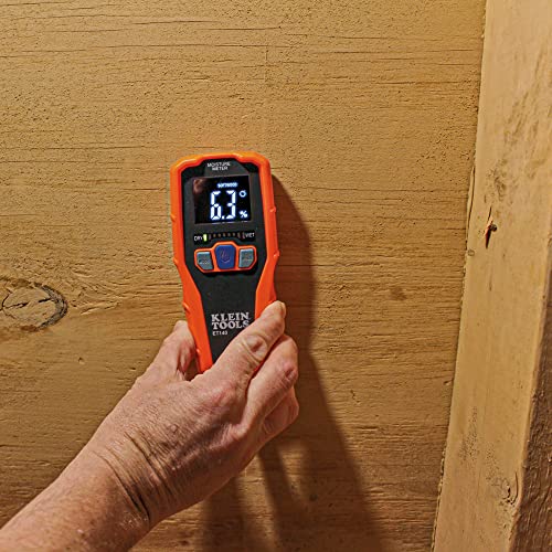 Klein Tools ET140 Pinless Moisture Meter for Non-Destructive Moisture Detection in Drywall, Wood, and Masonry; Detects up to 3/4-Inch Below Surface - style: Moisture Meter
