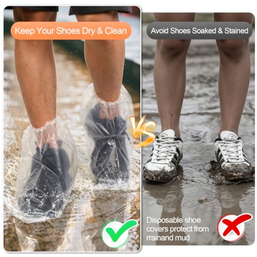 Shoe Covers for Rain, 7Pairs Clear Disposable Plastic Shoe Ponchos