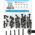 M8 x 20mm 25mm 30mm 35mm 40mm Flat Head Hex Socket Cap Screws Countersunk Bolts, 10.9 Grade Alloy Steel, Black Oxide Finish, Metric Allen Drive, Fully Threaded, Assortment Kit 30Pcs - size: M8 x 20/25/30/35/40 mm