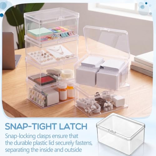 Jetec 6 Pieces Small Clear Plastic Storage Box, 4.3 x 3 x 2.2 Inch - size: 4.3 x 3 x 2.2 Inch