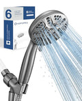 6-Mode High Pressure Handheld Shower Head Set, Consumer Reports Recommended HOPOPRO High Flow Hand Held Showerhead with 59 Inch Hose Bracket Teflon Tape Rubber Washers - color: Gray, style: 6 Modes