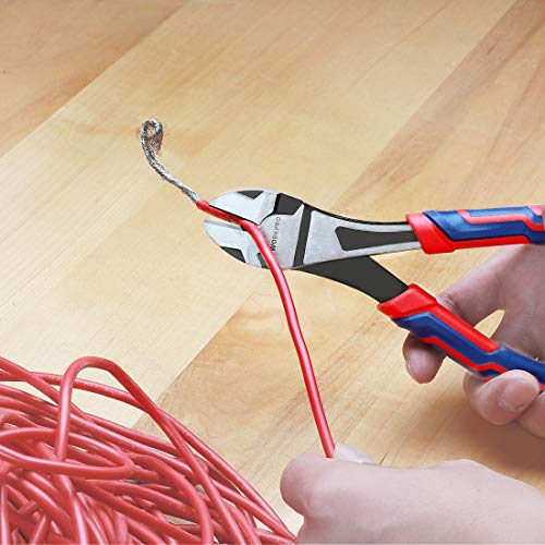 WORKPRO 7-Inch Diagonal Pliers in CRV Steel for Cutting Wires, Bi-material Handle Comfort Grip - size: 7-inch