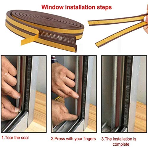 CloudBuyer Door & Window Weather Stripping, Soundproof Insulation Seal Strip with Self-Adhesive Rubber Collision Protection, 16.5 Ft (Brown) - color: Brown, size: 16.5Ft