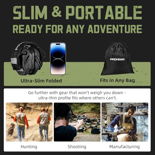PROHEAR 022 Electronic Ear Protection for Shooting & Hunting - 29dB SNR Noise Reduction, 4 Omnidirectional Microphones - color: Electronic-silicone Ear Pads-black