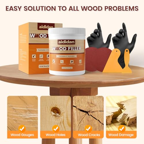 Wood Filler, Wood Putty, Wood Hole Filler, 16 Oz White Wood Repair Kit - color: White