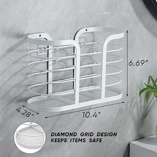 YIGII White Hair Dryer Holder - Adhesive Blow Dryer Holder/Hair Tool Organizer Bathroom Organizer Stick on Wall Mounted Multi-Functional Hair Dryer Rack for Wire Straightener, Shavers - color: White-l