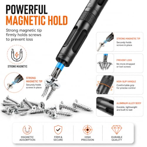 Asnish 42 in 1 Magnetic Ratchet Screwdriver Set with Precision Bits - color: Black-dark Gray, size: 42 In 1
