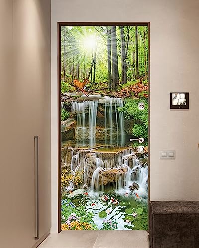 FLFK Door Mural Sticker - Landscapes,Peel and Stick,Combined Size 32"x80",Split into 2 Pieces - color: Mt1122, size: 32"x80"