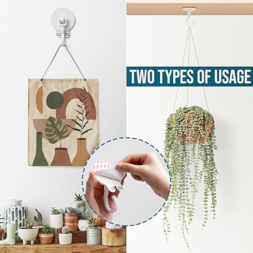 TAILI Adhesive Ceiling Hooks for Hanging Plants, No-Drill 6 Pack White - color: White, size: 6x Large