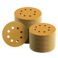 100 Pcs 5 Inch Sanding Discs Hook and Loop, 8 Hole Gold Premium 320 Grit Dustless Random Orbit Sandpaper for Woodworking or Automotive - style: 320 Grit-100 Discs