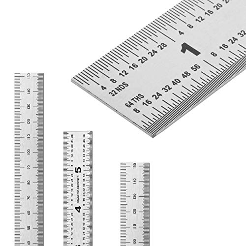 Mr. Pen- Machinist Ruler, 3 Pack, 6 Inch, Stainless Steel Metric & Imperial - style: 6 inch, 3 Pack