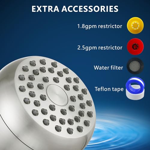 High Pressure Shower Head - Powerful Bathroom Pressure Boosting Showerhead - Perfect Universal Replacement for Rain Shower Heads(Brushed Nickel) - color: Brushed Nickel