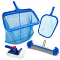 4pcs Pool Cleaning Kit Heavy Duty Skimmer, Rake, Brushes (No Pole)