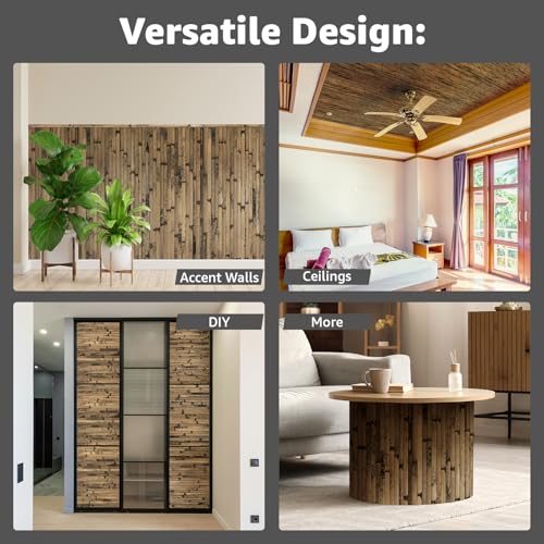 Art3d 48 x 96 in Pole Wrap Natural Bamboo Wall Panel, 1-Pack, Dark Burned - color: Dark Burned, size: 1-48 inches x 96 inches