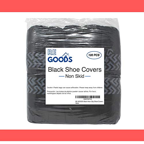 Shoe Covers - 100 Pack, X Large, Extra Thick With Non Skid Soles, Professional Sleek Black Disposable Boot and Shoe Booties, One Size Fits Most, Non Slip - Indoor/Outdoor