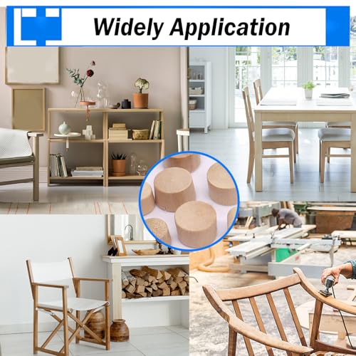 smseace 150Pcs 4-Sizes Wood Plugs 3/16" 5/16"，3/8"，1/2" Wooden Hole Plugs for Holes in Furniture/Table and Chair Legs/Cabinet Reserved Holes/Outdoor Equipment Wood Plugs Assortment Kit - style: Round Wood Plugs