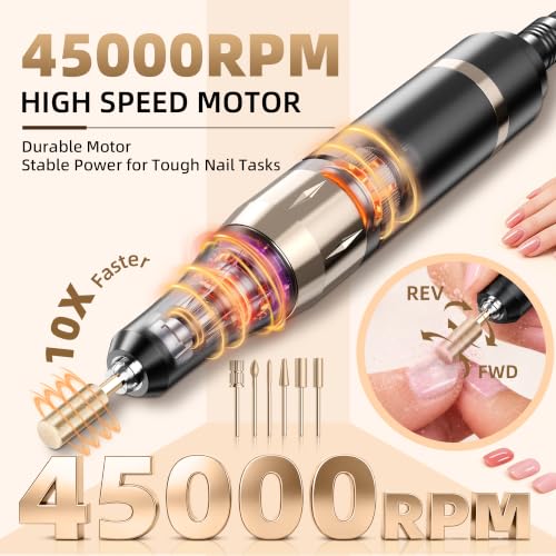 Professional Electric Nail Drill Rechargeable Nail File - color: Black Gold