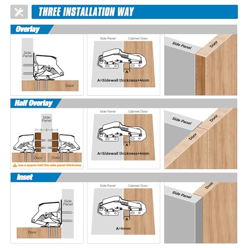 Ravinte Hidden Cabinet Hinges, Concealed Cabinet Hinges Soft Close, 2 Pack
