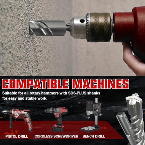 CSOOM SDS Plus Rotary Hammer Drill Bit 1-1/4"x18.11", Professional Concrete Drill Bit for Concrete, Brick, Stone and Cement Walls - size: 1-1/4"x18.11"