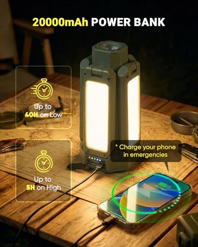SakerNeo 20000mAh Rechargeable Camping Light with Stand,Portable Work Light - style: GREEN