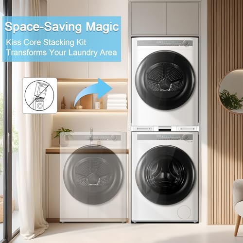 Washer Dryer Stacking Kit - Adjustable Design Fits Most Washers & Dryers | Adjustable 24" - 29" - Universal Stacking Kit with Pull-Out Drying Rack for Laundry Room - Space-Saving - style: Stacking Kit with 6 Tube Racks
