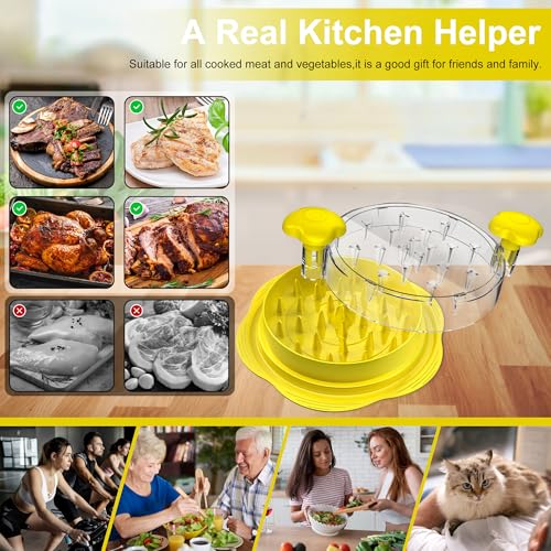 Chicken Shredder Tool Twist Large Meat Shredder with Brush&Fork, Yellow - color: Yellow