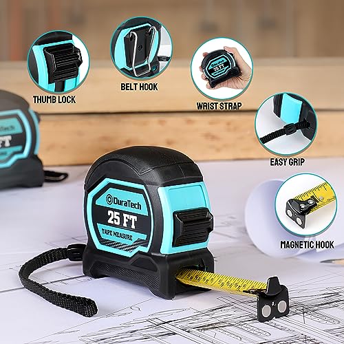 DURATECH 25FT Magnetic Double-Sided Tape Measure, Easy Read Measuring Tape - size: 25 FT, style: 1 Pack