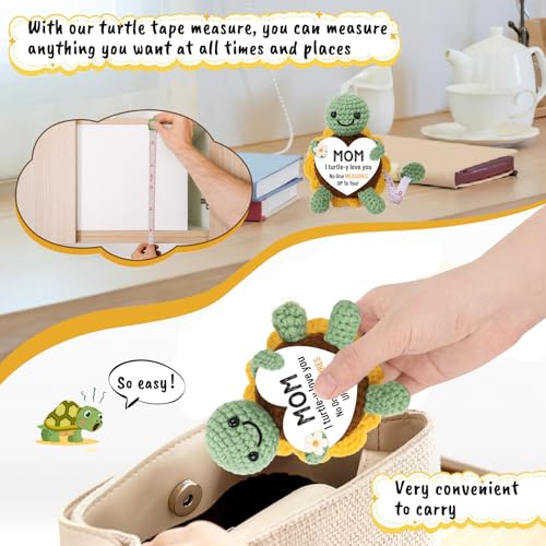 Xinezaa Gifts for Mom, Cute Crochet Turtle 60 in Retractable Tape Measure - style: mom