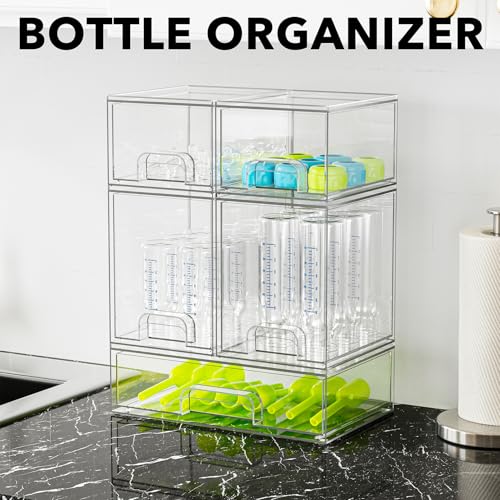 SpaceAid Bottle Storage Organizer Baby - Acrylic Bottles Station Organizer Container, Stackable Clear Drawers for Countertop, Vanity, Bathroom, Cabinet, Pantry Organization, 5 Pack, 2S2M1L, 15.4"H - size: 15.4"H, 5 Pack, 2S2M1L