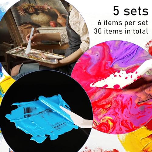 30Pcs Plastic Spatula Palette Knives Painting Knives for Mixing, Spreading, Scratching, Layering Colors Flexible Art Tools Pallet Knife for Acrylic Paint Painting Knife Mixing,Spreading
