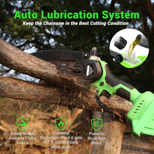 2 in 1 8IN Brushless Cordless Pole Saw & Mini Chainsaw with Extension Pole - color: Green02