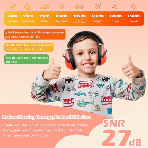 ProCase Noise Cancelling Headphones for Kids/Toddlers SNR 27dB Ear Muffs - color: Orange