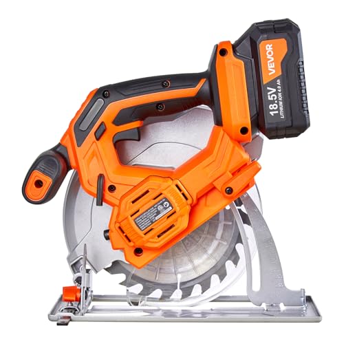 VEVOR 20V Cordless Circular Saw, 7-1/4" Brushless Circular Saw for Makita 18V Battery, 5000 RPM, 0-45 Degree Bevel Capability, LED Light, Kit with Battery and Charger Included, for Wood Cutting - size: 7-1/4 in