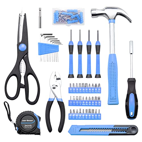 CARTMAN Complete Household Tool Set, Blue Hand Kit With Storage Case - color: Light Blue