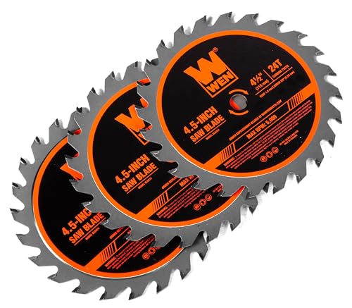 WEN 4-1/2-Inch 24-Tooth Woodworking Saw Blade for Compact and Mini Circular Saws, Three Pack (BL0424)