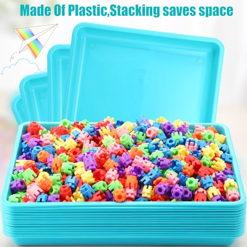 Maitys 15 Pack Plastic Art Trays 12 x 16 Inch Sensory Trays, Mint Green - color: Mint Green