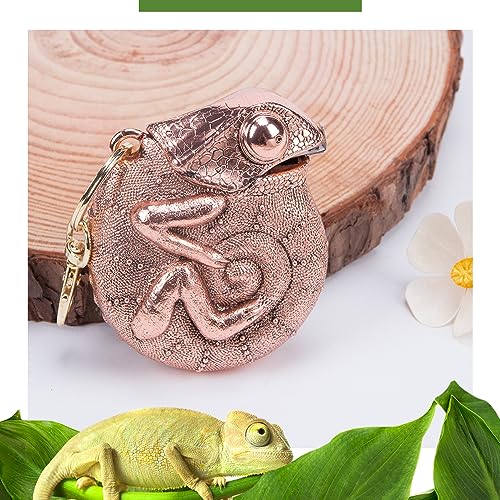 SaiDian 1Pcs Portable Chameleon Tape Measure Ruler Retractable Measure Tape Keychain Metric Measuring Tape 2m/6.5ft (Rose Gold)