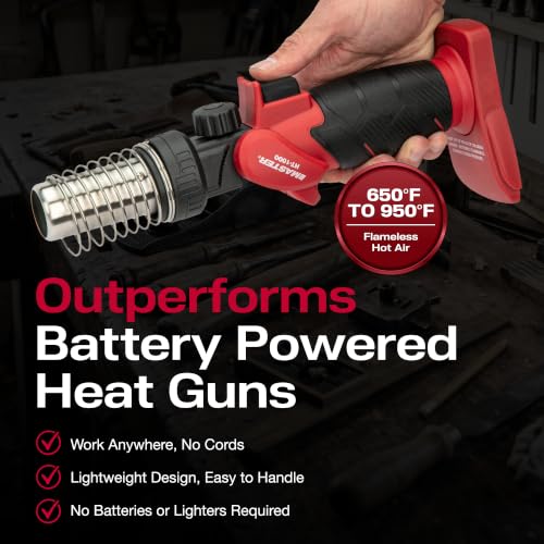 Master Appliance HT-1000 Cordless Butane Heat Gun with Shrink Reflector - Refillable, Portable Hot Air Tool for Heat Shrink Tubing, Electrical and Automotive Repairs