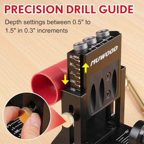 Pocket Hole Jig, Adjustable Jig Pocket Hole System, Woodworking Tools for Strong Joints, Adjustable Drill Guides for Materials 12-42mm Thick (HJ01)