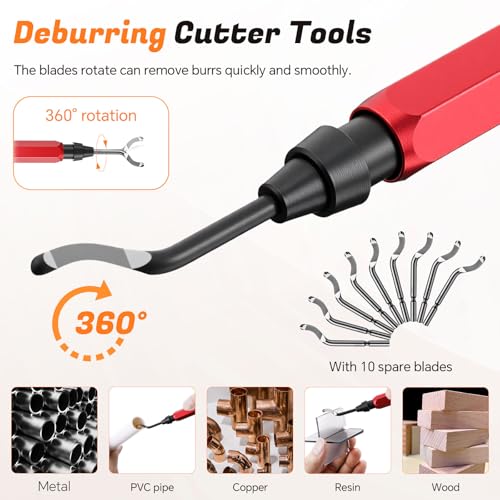 18 Pcs Plumbing Tool Kit, Pipe Depth Gauge, Reamer,Normal,Red