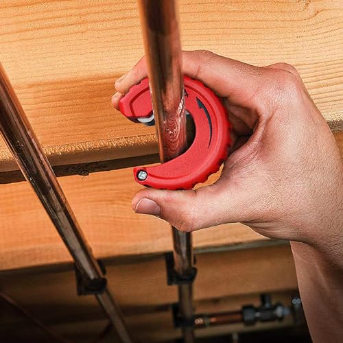 HAUTMEC Copper Tubing Cutter Set 3 PCS Copper Pipe Cutter Tool, In Portable Storage Case, Includes 1/2 in., 3/4 in., and 1 in. Cutters, Reaming Pen, 3 Spare Cutting Wheels, 1 Spare Deburring Blade