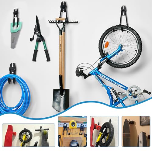 GeeWatom Garage Storage Utility Hooks，Garage Garden Tool Organizer，Steel Wall Mount Hooks, Garden Small U Hooks (4 Pack-Black) - color: 4 Pack-Black