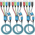 4 in 2 Multi Charging Cable, USBA/C Universal Charging Cords 3 Pack 5FT - color: White&Blue&Green&Red
