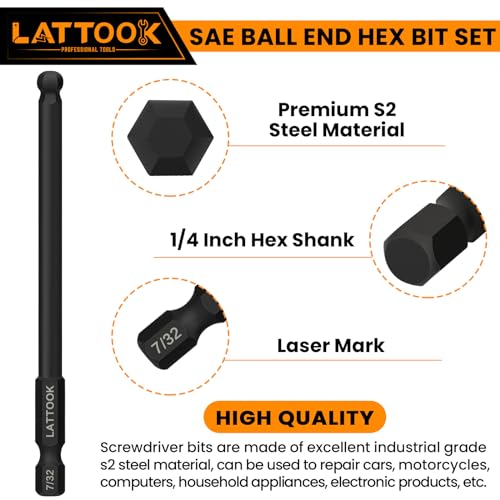 SAE Ball End Hex Bit Set with T Handle Ratchet Driver - style: 10PCS Ball Hex Bits+T Handle