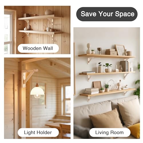 OVOV 2 Pack Wall Mount Wooden Shelf Brackets Triangle 12.5 Inch - color: Wood, size: 12.5 Inch